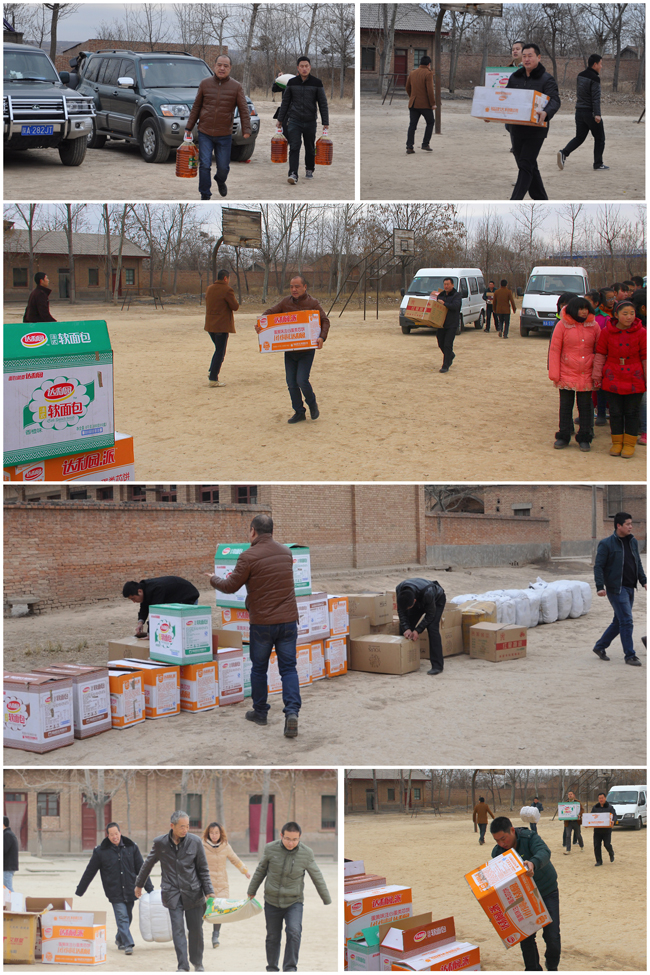 王卓董事长携教职工代表搬运慰问品
